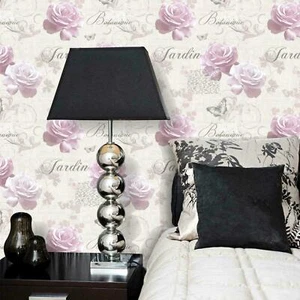 Garden Pink Rose Wallpaper Script Floral Butterfly Botanical Feature Wall 127502 - Picture 1 of 5