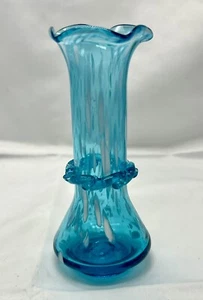 Rainbow Art Glass Hand Blown Blue White Frit Small Vase Bud Vase - Picture 1 of 6