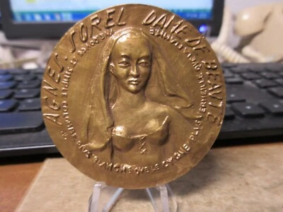 Francia / Agnes Sorel / "Dama de la Belleza" At Loches by A. Landry Medalla de Bronce 58mm Foto 1 de 4