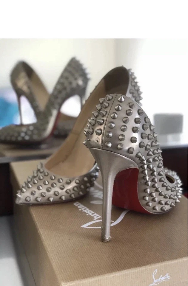 Christian Louboutin black pigalle spikes patent leather pumps 37 - Image 1 of 4