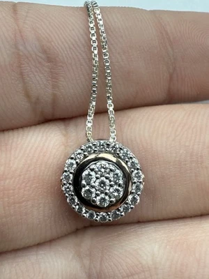 "Colgante redondo Alwand Vahan HDS Helzerg DIAMANTE oro 10k y ley con cadena de 18""" Foto 1 de 4