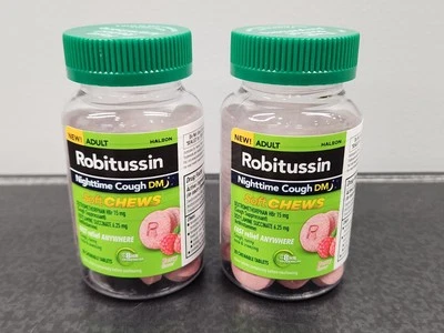 2 件装 Robitussin 长效咳嗽浆果软咀嚼,咳嗽缓解,每件 60 克拉 — 第 1/4 张图片