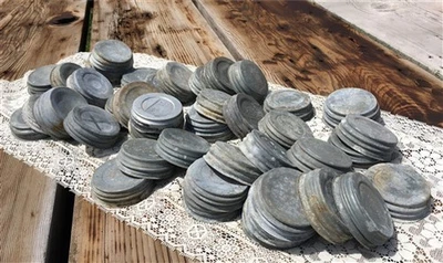 Gran Lote 50 Tapas de Zinc Tarros de Frutas Bola Albañil Tarro Azul Decoración del Campo A13, Foto 1 de 4