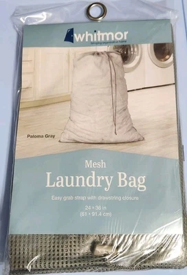 Bolsa de lavandería Whitmor Paloma gris - Correa de fácil agarre con cierre de cordón 24x36 pulgadas Foto 1 de 2