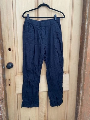 Black Crane black cotton size L Large pants elastic waist - Image 1 of 4