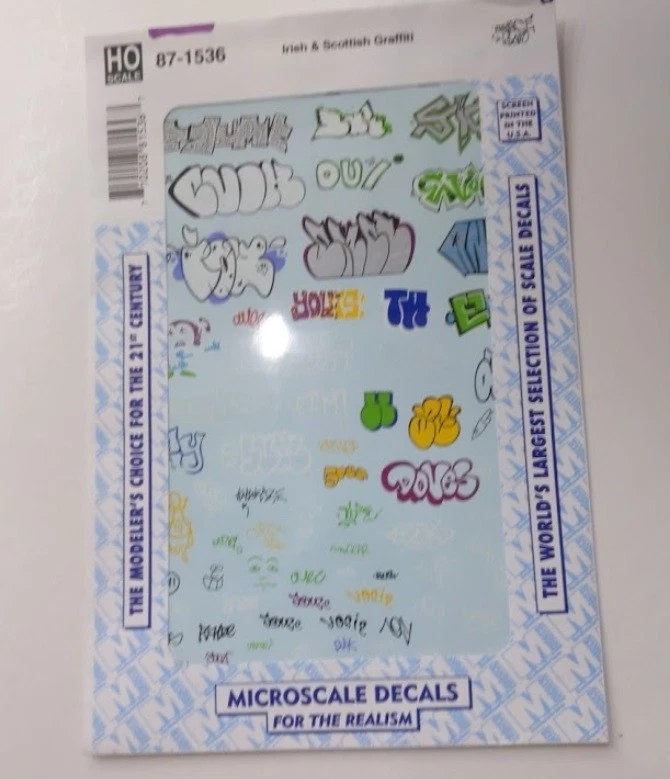 Microscale 87-1536 HO Irish & Scottish Graffiti Decal Sheet - Image 1 of 1