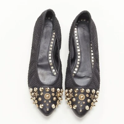 GIVENCHY Riccardo Tisci Gold Star Spike Stud Puntera Bailarina Plana Escala EU37 Foto 1 de 4
