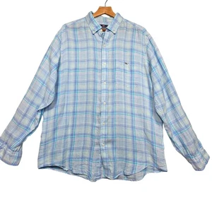 Women's Vineyard Vines Linen Plaid Classic Fit Tucker Shirt Size Large - Picture 1 of 6