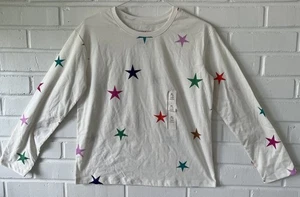 Cat & Jack Top Girls XL 14 Star Print Long Sleeve T-Shirt Round Neck NWT - Picture 1 of 5