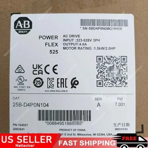 New Sealed AB 25B-D4P0N104 Power Flex 525 1.5kW 2Hp AC Drive US Free Tax - Picture 1 of 1