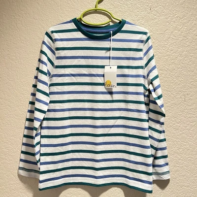 Mini Boden Long Sleeve Striped Jersey White /Blue / Green Boys Size 7-8 NWT - Image 1 of 4