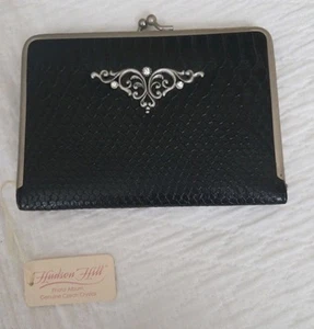Photo Album HUDSON HILL in a Black Leather Case with Genuine Czech Crystal - Picture 1 of 6