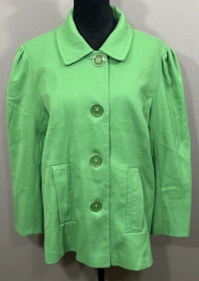 Dialogue Green Button-up Three-Quarter Sleeve Blazer Womens Size Medium - Image 1 of 4