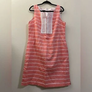 Neu mit Etikett Talbots Minikleid Leinenmischung gestreift Applikation in Lachs und Weiß - 14 - Bild 1 von 13
