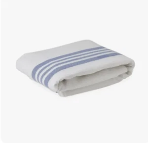 Medline White with Blue Striped Flannel Spread Blanket, Blended 70”x90” New - Picture 1 of 2