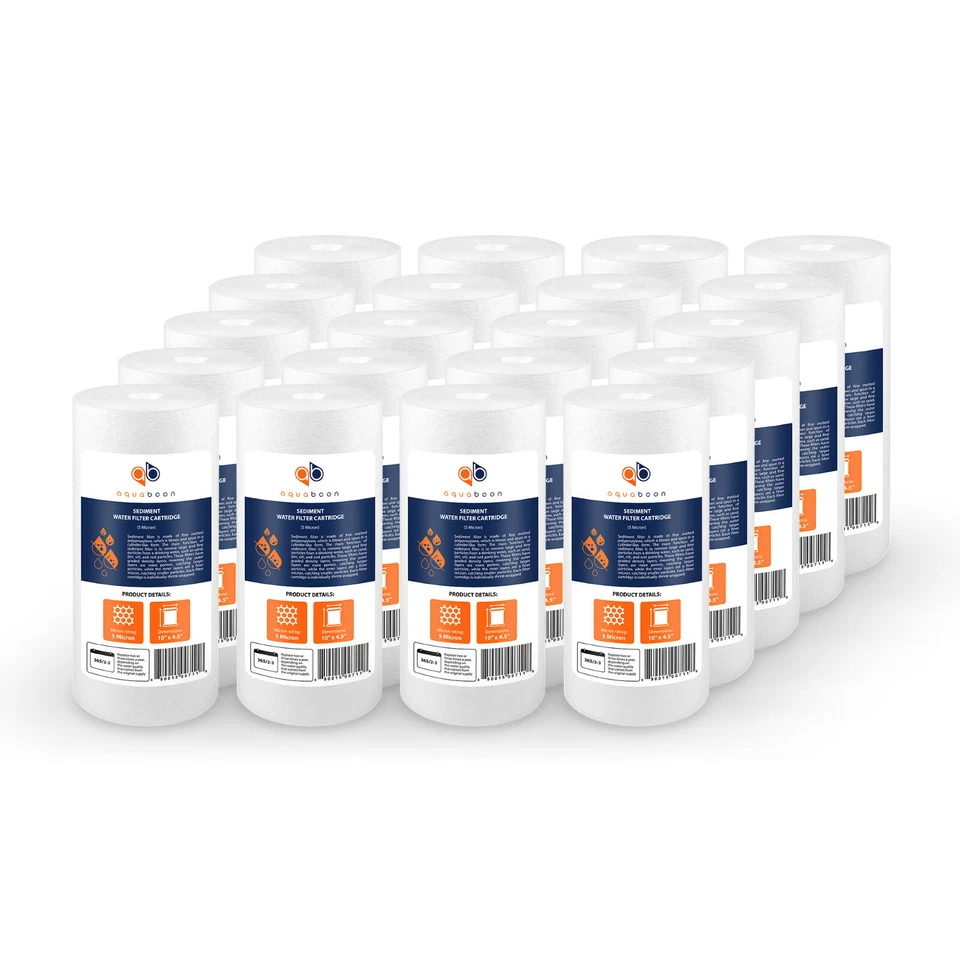 20-PACK of Aquaboon Sediment Water Filter Whole House Big Blue 5 Micron 10"x4.5" - Image 1 of 1