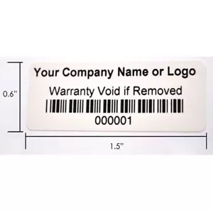 Custom Printed White Asset Identification Security Labels 1.5" x 0.6" - Picture 1 of 1