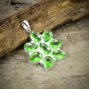 Tsavorite Gemstone Handmade 925 Sterling Silver Pendant 1.97" P934 - Picture 1 of 4