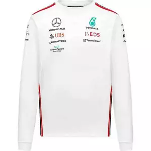 Mercedes AMG Petronas F1 L/S Driver Team White Tee - Picture 1 of 5
