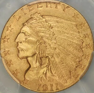 1911 $2.50 Indian Quarter Eagle PCGS MS64 - Picture 1 of 3
