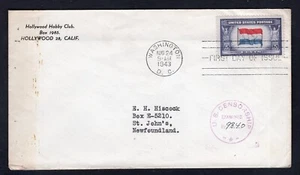 USA 1943 Netherlands - Overrun Countries FDC Cover, Censored to Newfoundland - Picture 1 of 2