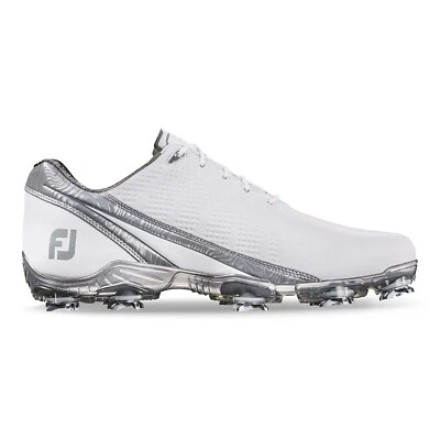 NUEVO FootJoy [11] Zapatos de Golf Anchos Para Hombre ADN FJ Spikes-Blanco/Plateado 53383 Foto 1 de 4