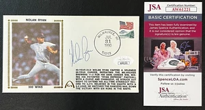 Nolan Ryan Signed 1990 FDC Envelope JSA w/COA '300 Wins' MLB T. Rangers HOF '99! - Picture 1 of 4