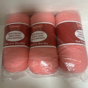 Craftsmart Never Enough Yarn 3 Skeins Pink/Rose #1 716 Yds 14.1 oz each - Picture 1 of 3