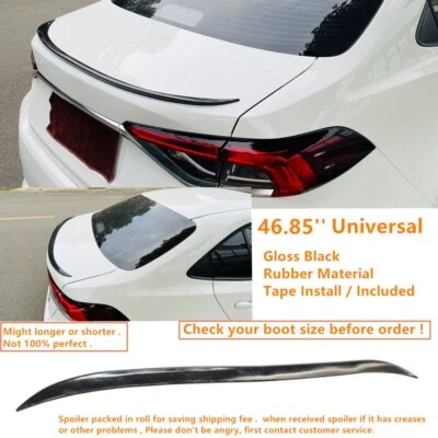 46.85'' Universal Sedan Coupe Gloss Black Rear Trunk Spoiler Wing Rubber Tape-on - Image 1 of 4
