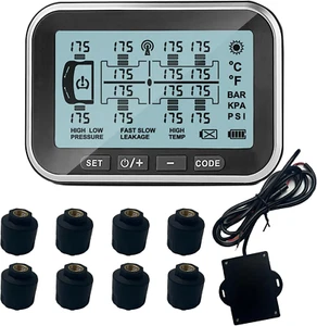 RV Tire Pressure Monitoring System, (0-199PSI) TM6 Trailer TPMS with 8 Sensors, - Picture 1 of 7