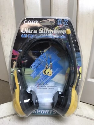 Coby Ultra Slimline Line Sports AM/FM Headphone Radio CX-22 Yellow/Gray - Image 1 of 2