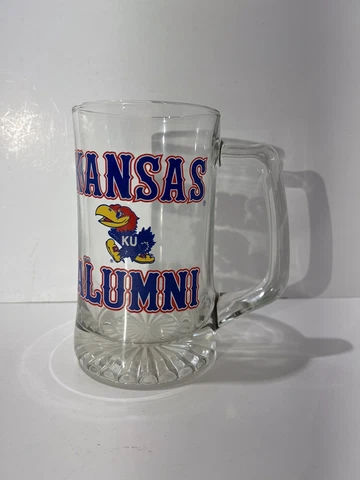 KU Jayhawks Kansas Alumni Large Glass Pint Alumni Beer Stein Cover