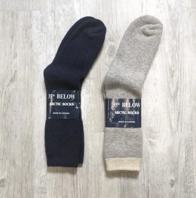 Lote de 2 calcetines vintage de nailon de lana 35° talla 8-10 unisex azul y gris Canadá Foto 1 de 4