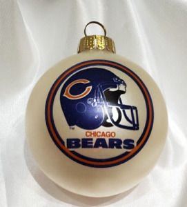 vintage NFL Chicago Bears football suspendu arbre de Noël blanc 2 3/4" D