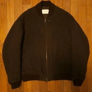 RARE Public Tokyo Made in Japan Thick Napped Melton Wool Bomber Jacket Brown L - Picture 1 of 16