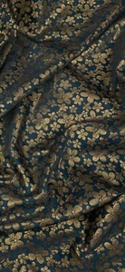 Teal Gold Floral Banarasi Brocade Fabric 50'' PRICE PER METER - Picture 1 of 2