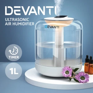 Devanti 1L Air Humidifier Ultrasonic Purifier Aroma Diffuser Aromatherapy LED - Picture 1 of 11