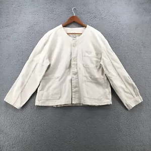 ZARA Giacca Donna L Beige Panna Bottoni Denim Manica Lunga Confezione Frontale - Foto 1 di 21