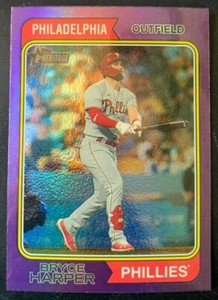 2023 Topps Heritage Baseball Bryce Harper #17 Purple Chrome Refractor