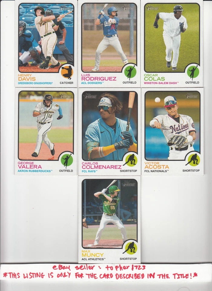 2022 Topps Heritage Minors Short Print SP HENRY DAVIS #201 Pirates - Image 1 of 1