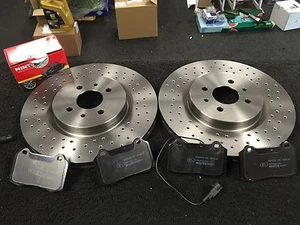 FOR COUPE 20V TURBO BRAKE DISC CROSS DRILLED FRONT BRAKE DISC MINTEX BRAKE PADS - Picture 1 of 3