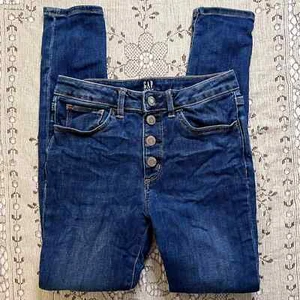 GAP Kids Girls 12 Stretch High Rise Jegging Stretch Denim Button Fly Blue Jeans - Picture 1 of 9