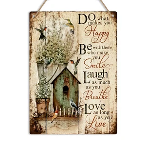 Do What Makes You Happy Metal Tin Sign Inspirational Quote Vintage Wall Plaque - Picture 1 of 16