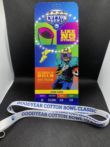 2019 COTTON BOWL Mint Club Level Ticket! With Lanyard! Memphis vs Penn State! Cover
