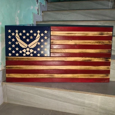 Wooden American Flag, Patriotic Flag, Charred American Flag, Rustic Designer - Image 1 of 4