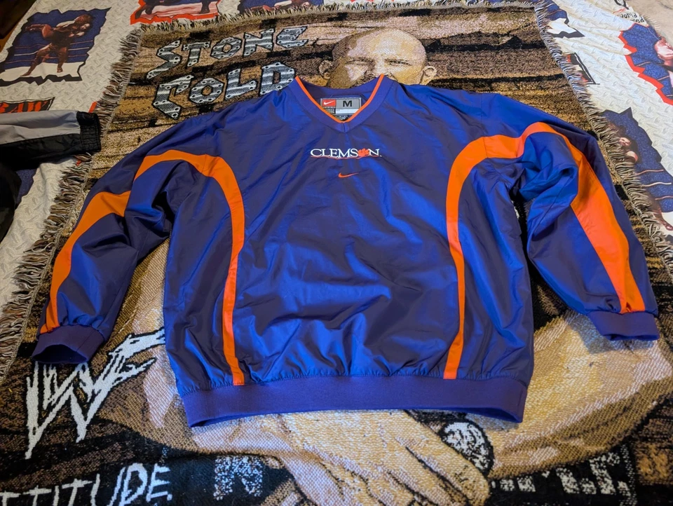 Y2K Nike Clemson Center Swoosh Tigers Windbreaker Pullover Size Medium Purple M - Image 1 of 4
