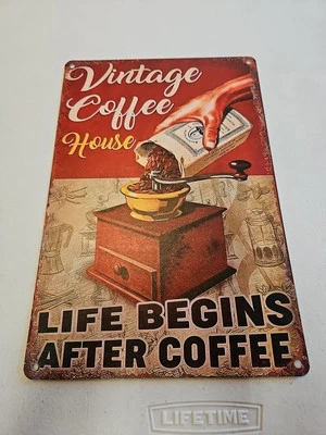 Vintage Coffee House, Rustic-looking Tin Sign, 8x12 - Image 1 of 4