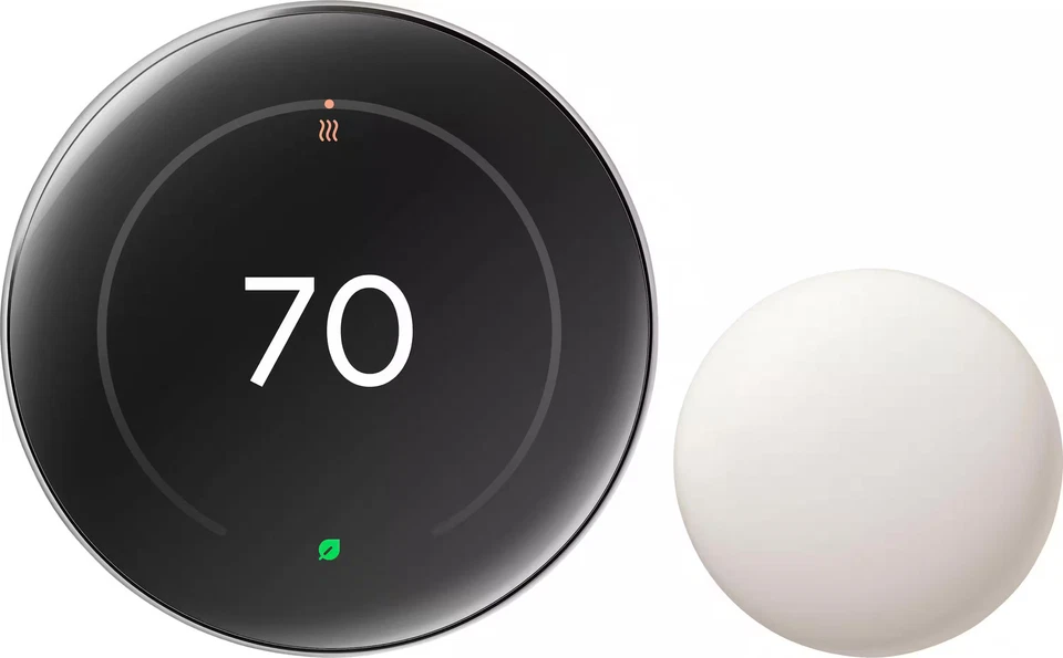 Google Nest Learning Thermostat 4th gen w/ Temperature Sensor - Polished Silver
