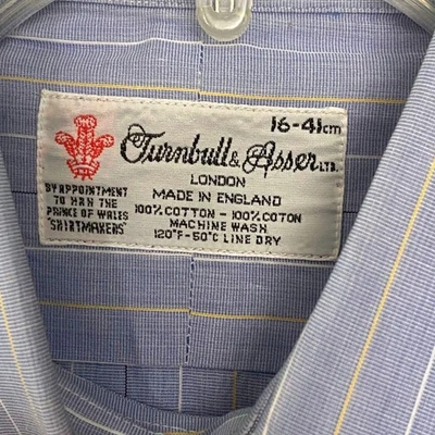 Turnbull Asser Mens London Blue Stripe Dress Shirt 16 41cm Cotton Made England - Image 1 of 4