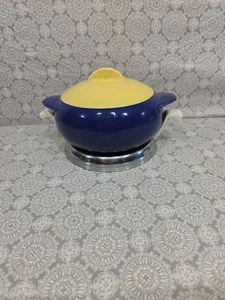 Vintage Porzellan Keramik Kasserolle Suppenterrine Schale mit Silber Halter Schüssel Deckel - Bild 1 von 9